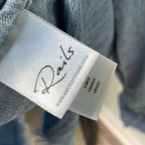 Rails Zimi Linen Blend Denim Blouse Chambray Size Large - Picture 13 of 14